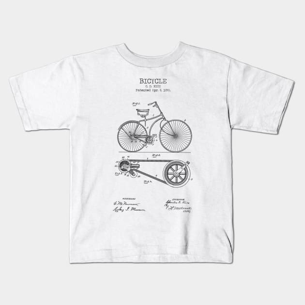 BICYCLE patent Kids T-Shirt by Dennson Creative